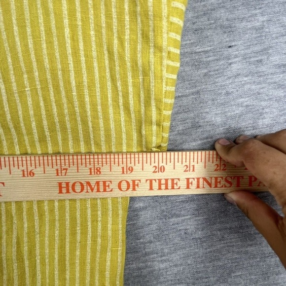Lungo L'arno 100% Linen Yellow Striped 3/4 Sleeve Lagenlook Blouse Tunic Small - Picture 8 of 11